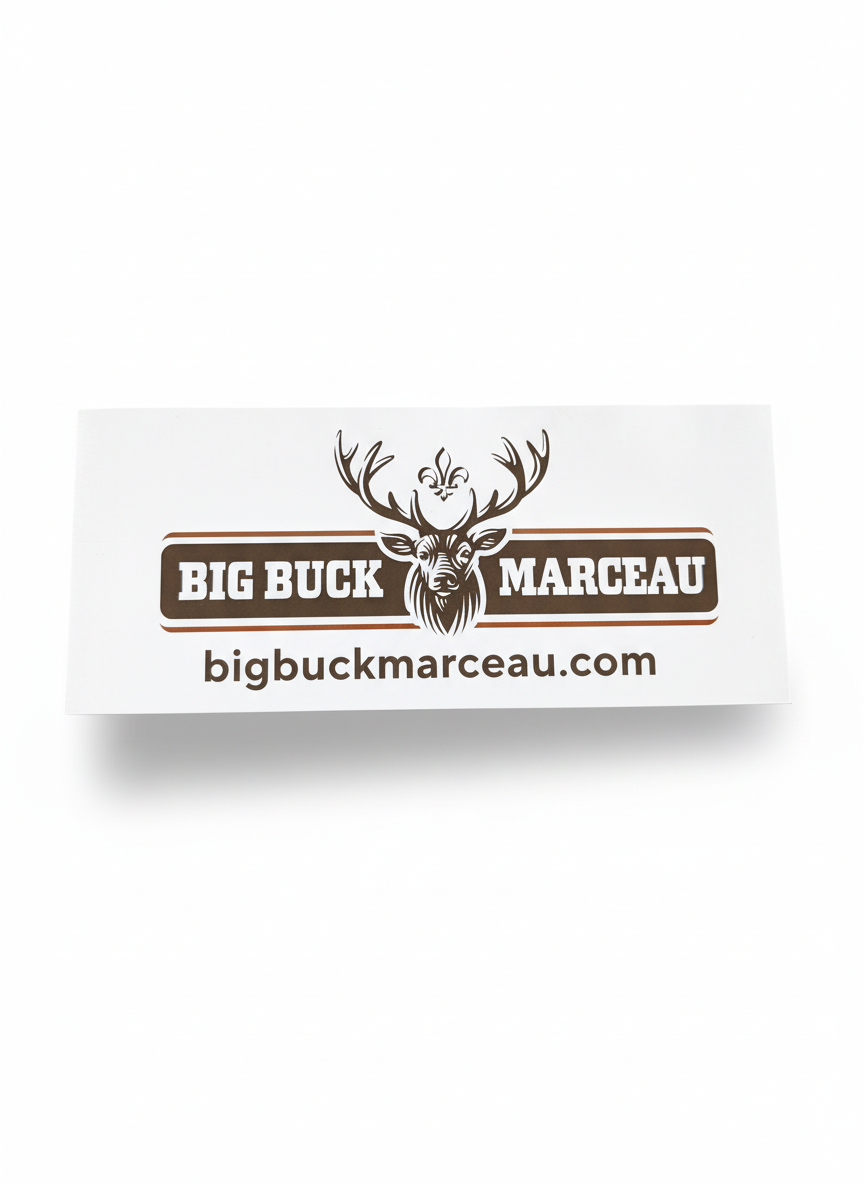 Autocollant Logo Blanc Rectangulaire Big Buck Marceau – Taille  7po x 3po