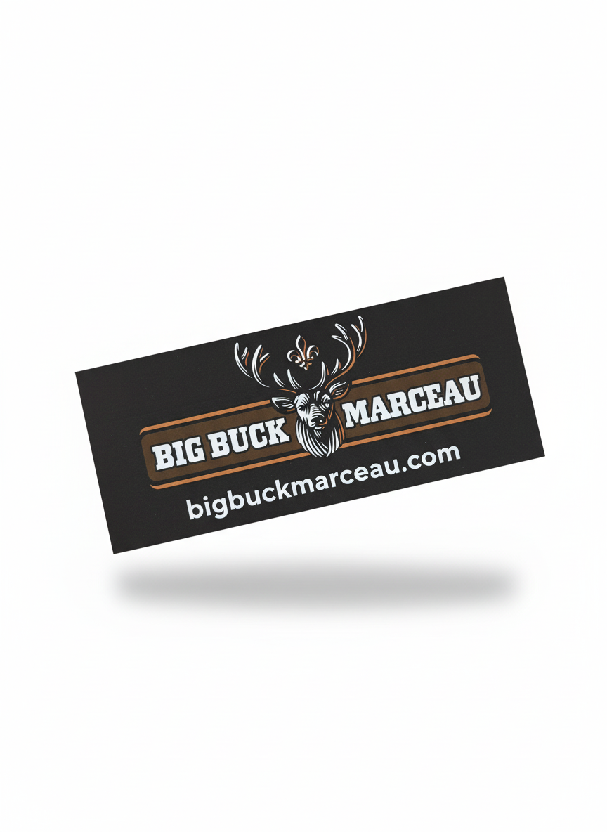 Autocollant Logo Noir Rectangulaire Big Buck Marceau – 7po x 3po