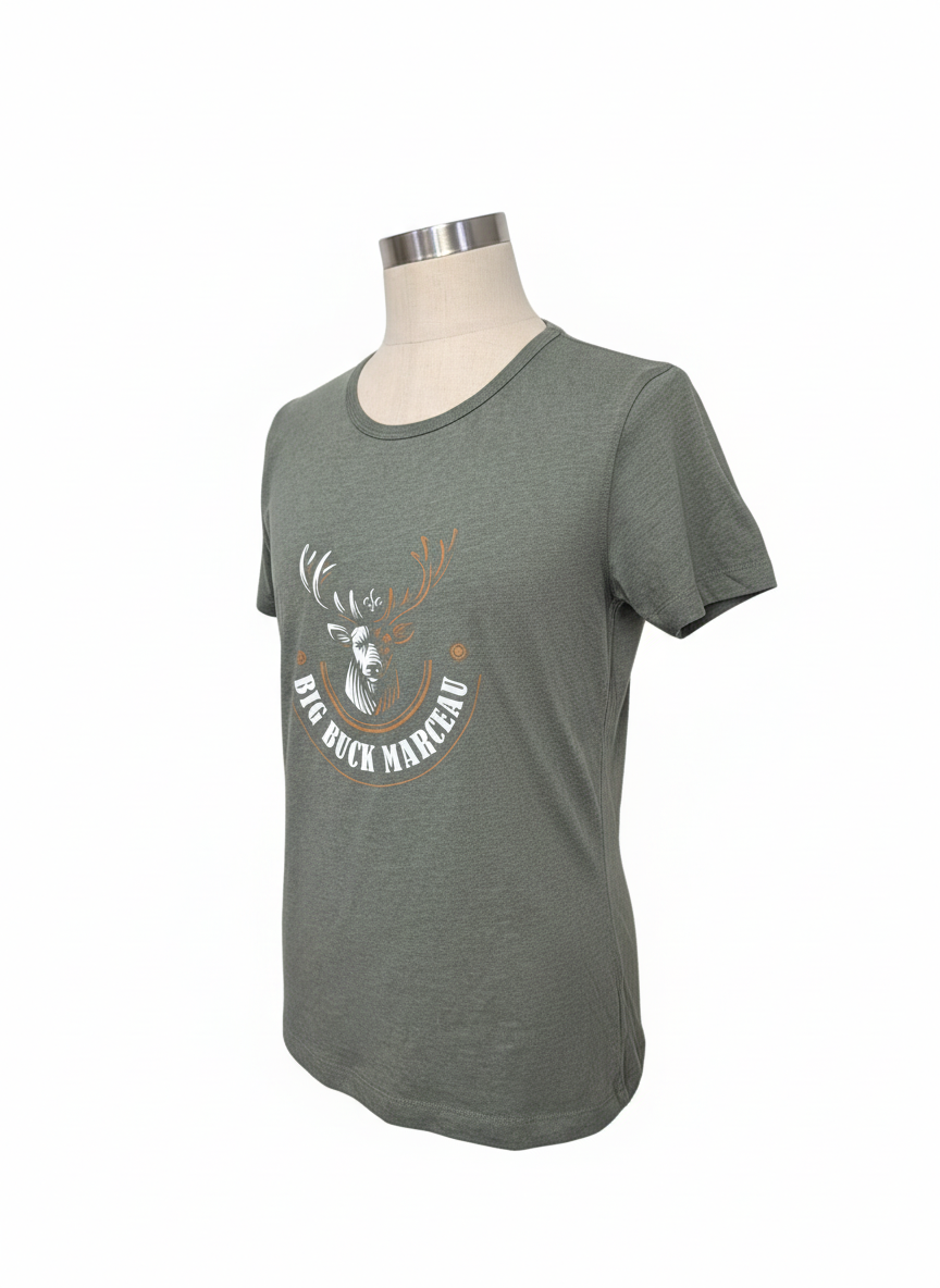 Chandail Léger en Coton pour femme manches courte au logo Big Buck Marceau