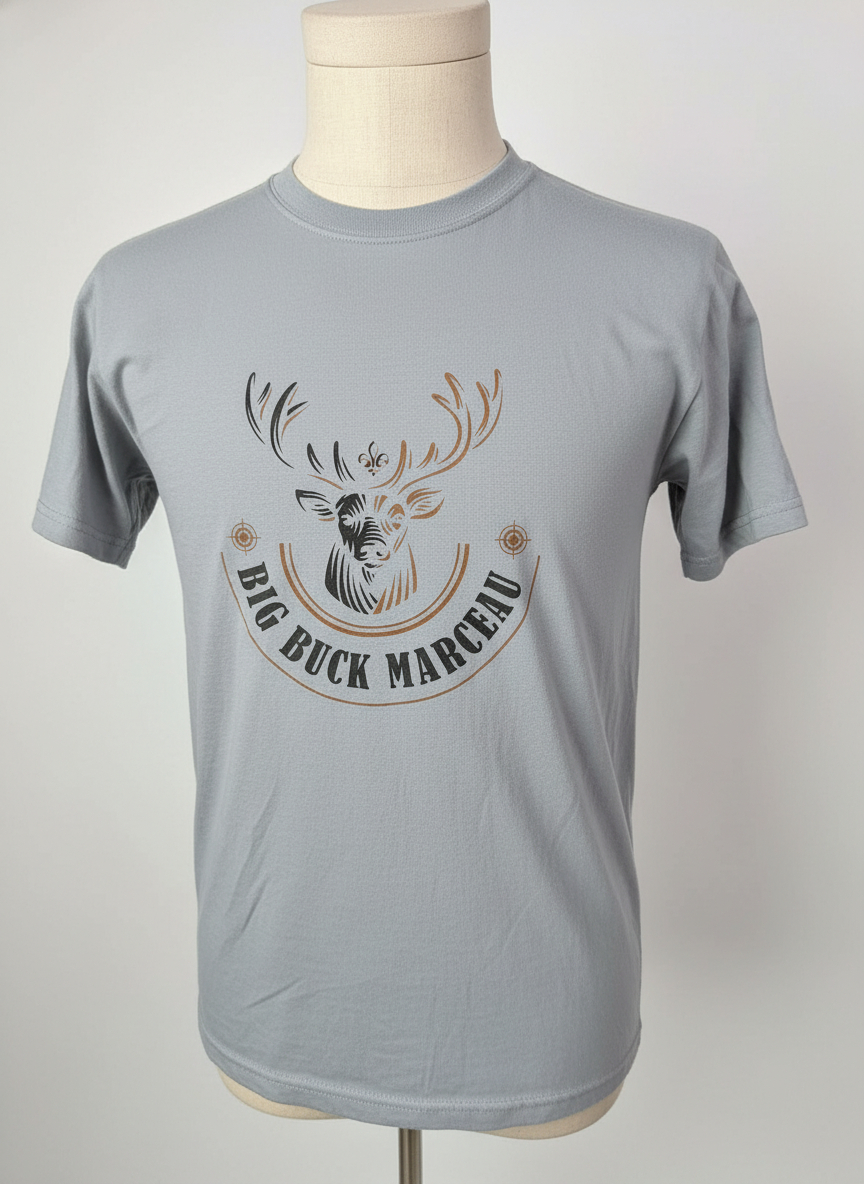 T-shirt Gris Élégance Chasseur – Big Buck Marceau